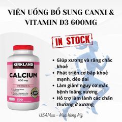 Viên Uống Bổ Sung Canxi KIRKLAND Calcium 600mg With Vitamin D3