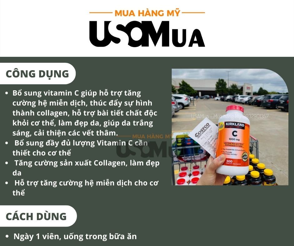 Viên Uống KIRKLAND SIGNATURE Vitamin C 1000mg