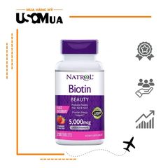 Viên Nhai Kích Mọc, Giảm Rụng Tóc NATROL Biotin Beauty 5000mcg