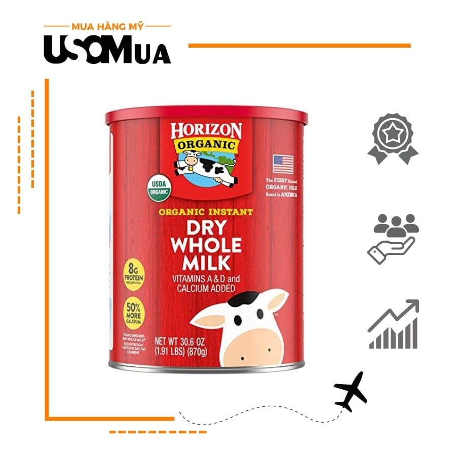 Sữa HORIZON Organic Dry Whole Milk With Vitamins A & D And Calcium Added