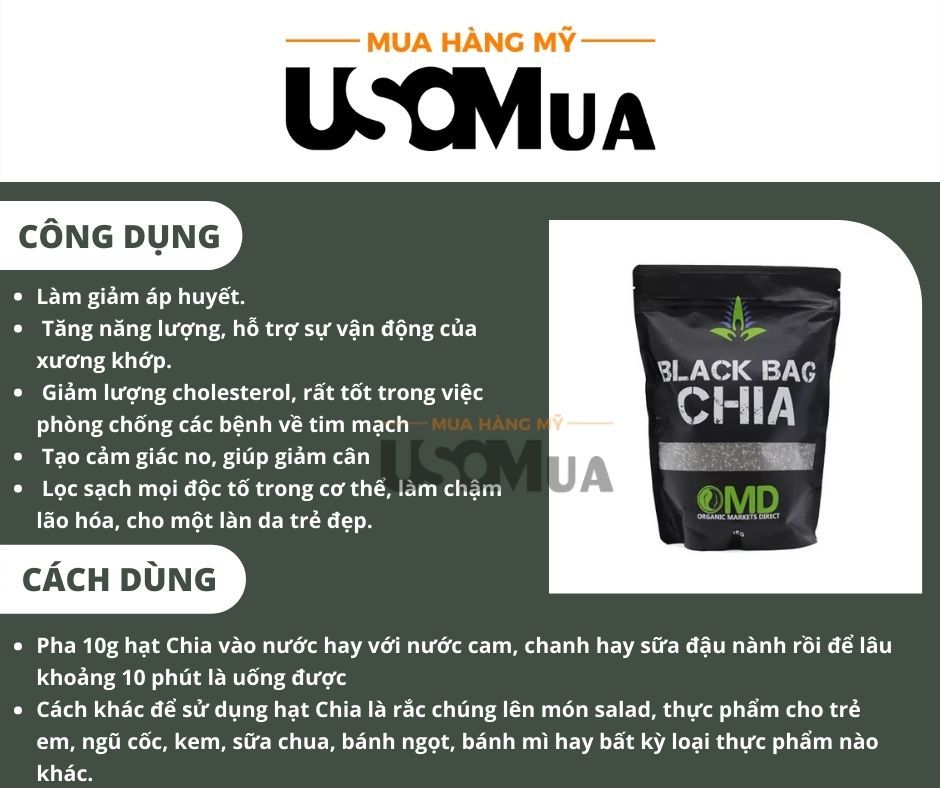 Hạt Chia ORGANIC MARKETS DIRECT Black Bag