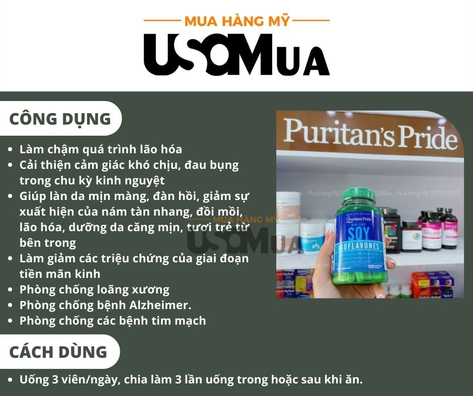 Viên Uống Mầm Đậu Nành PURITAN'S PRIDE SOY Isoflavones 750mg