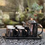  Bộ Tách Trà Sứ 6 Món 2160 Đen Cherry 