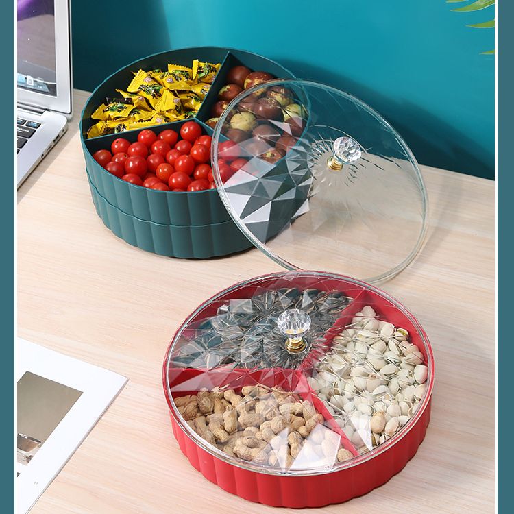  Hộp Mứt Nhựa Nắp Kim Cương 2 Tầng Cherry 