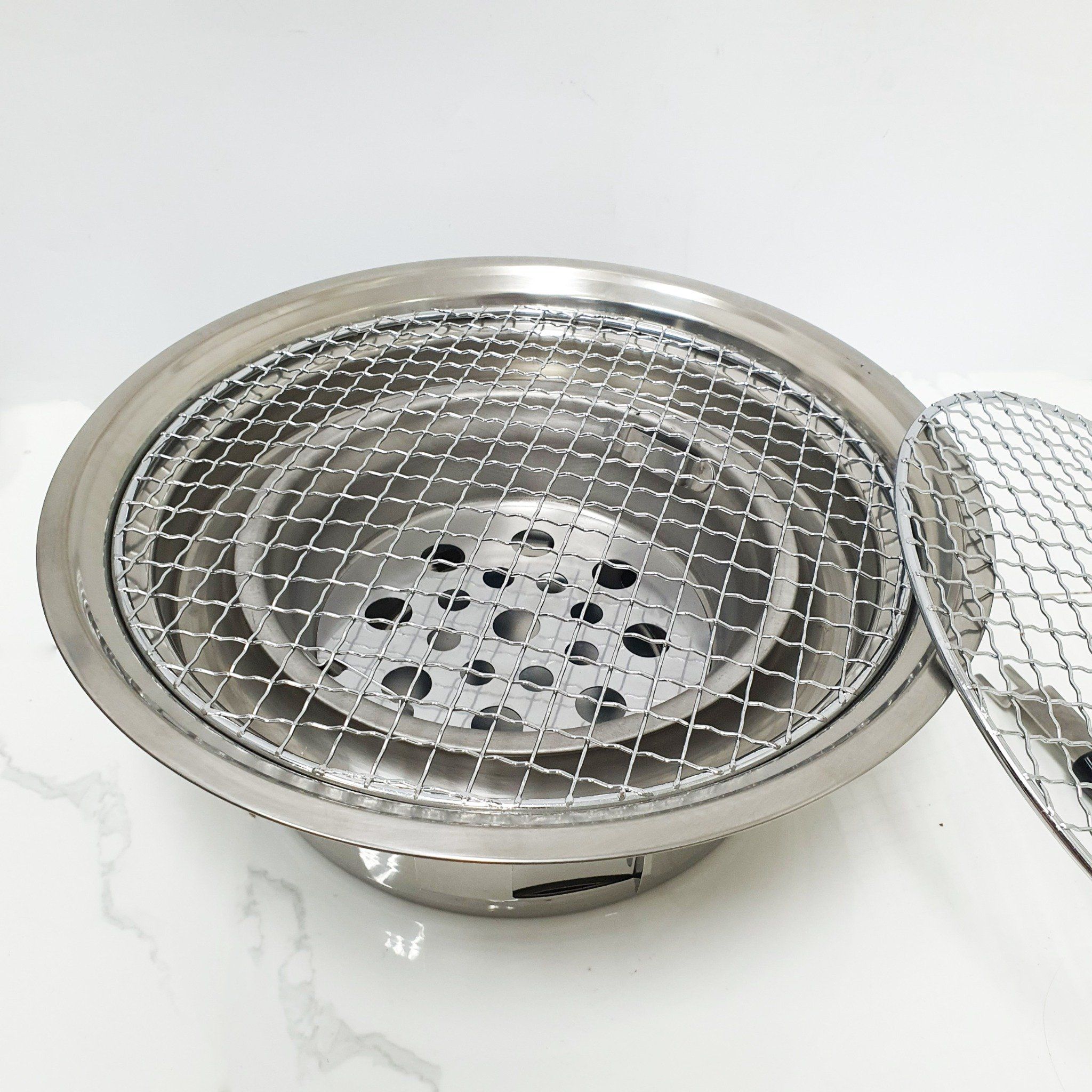  Lò Nướng Than Inox Cao Cấp 2 Vỉ Trắng Cherry 