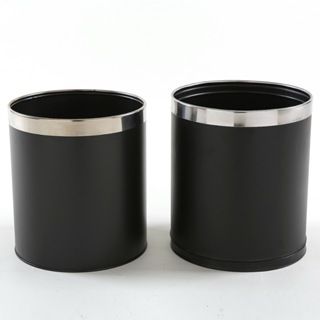  Thùng Rác Đen Inox Tròn 2 Lớp Cherry 
