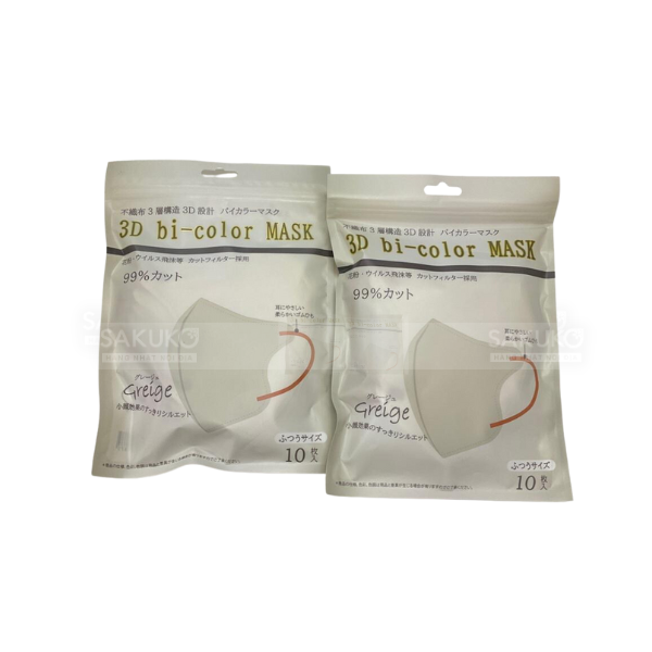 ONISHI IRYO- KHẨU TRANG 3D BI-COLOUR XÁM 10 CHIẾC