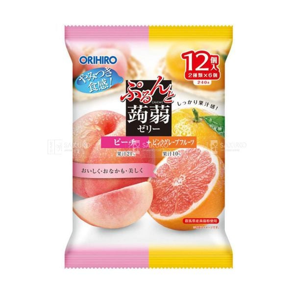 ORIHIRO- Thạch mềm vị đào bưởi hồng 20gx12 chiếc