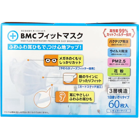 BMC- Khẩu trang vải không dệt cỡ thường 60 chiếc