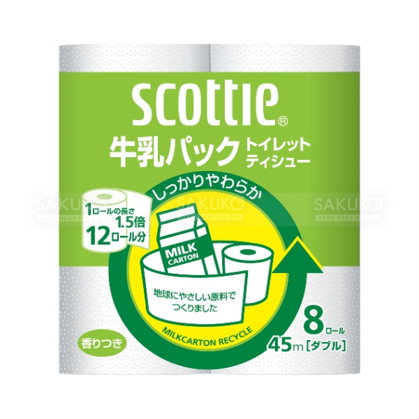 SCOTTIE- Giấy vệ sinh 8 cuộn 2 lớp nguyên liệu tái chế