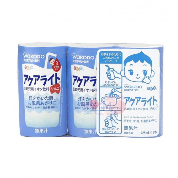 WAKODO- Nước điện giải vị táo 125mlx3 hộp 3 tháng