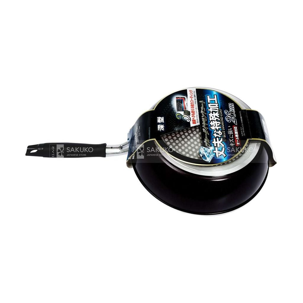PEARL METAL-Chảo tráng kim cương xanh sâu lòng26cm