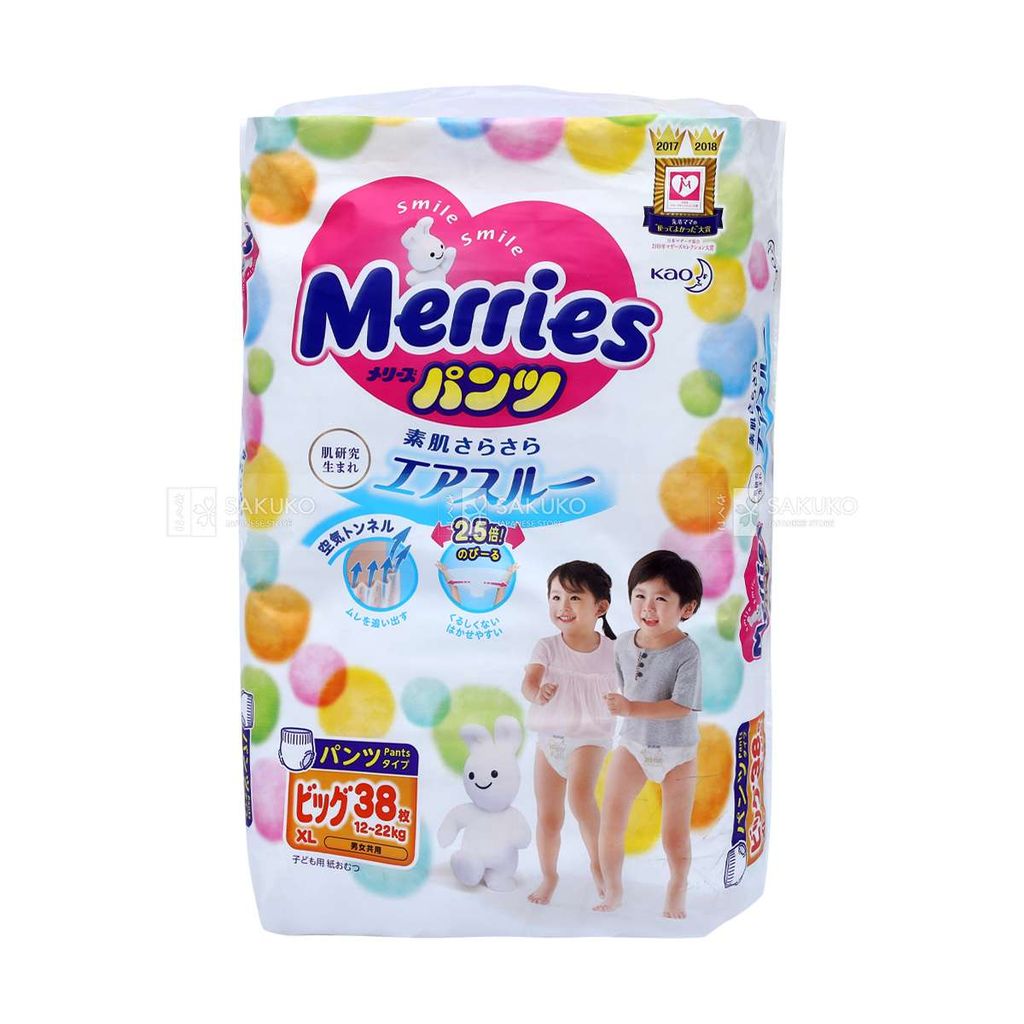 Product Merries MERRIES- Bỉm quần XL 38 miếng – Siêu Thị Nhật Bản