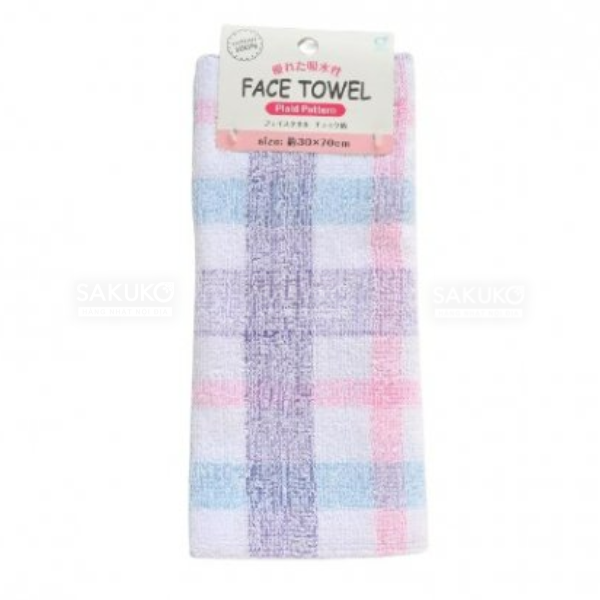 OKAZAKI- Khăn cotton họa tiết caro 30x70cm