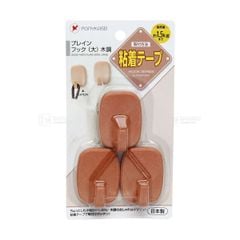 PONYKASEI- Móc dán tường chữ nhật màu nâu 3 chiếc