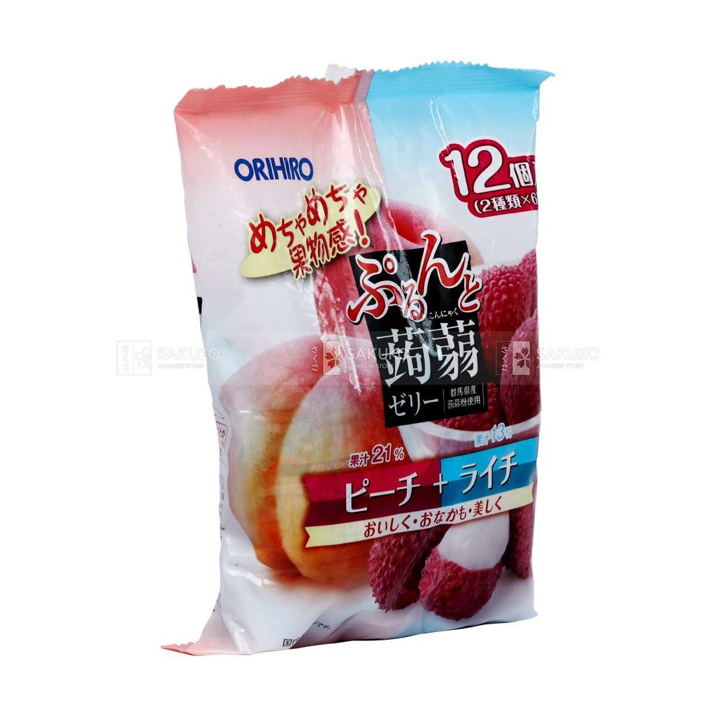 ORIHIRO- Thạch mềm vị đào và vải 20gx12 chiếc