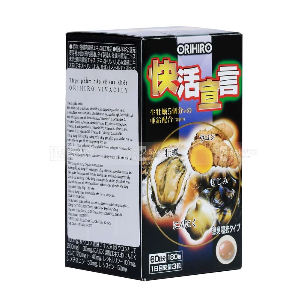 ORIHIRO- Tinh chất hàu, nghệ, tỏi 180 viên