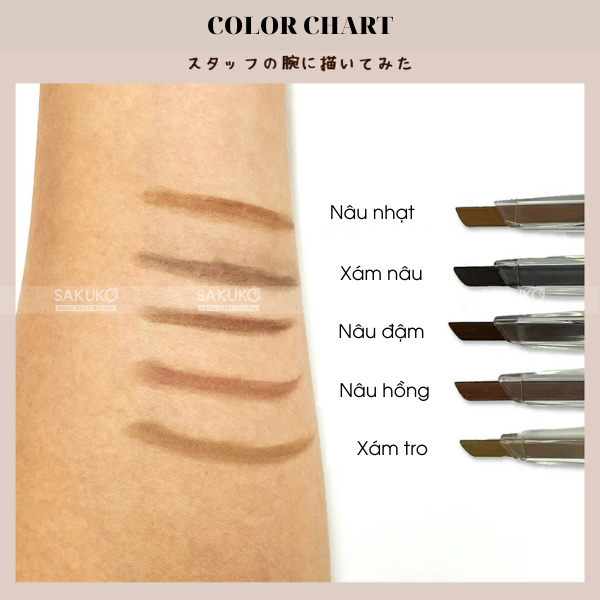 PICOMONTE- Chì kẻ mày 3 trong 1 3WAY màu nâu hồng