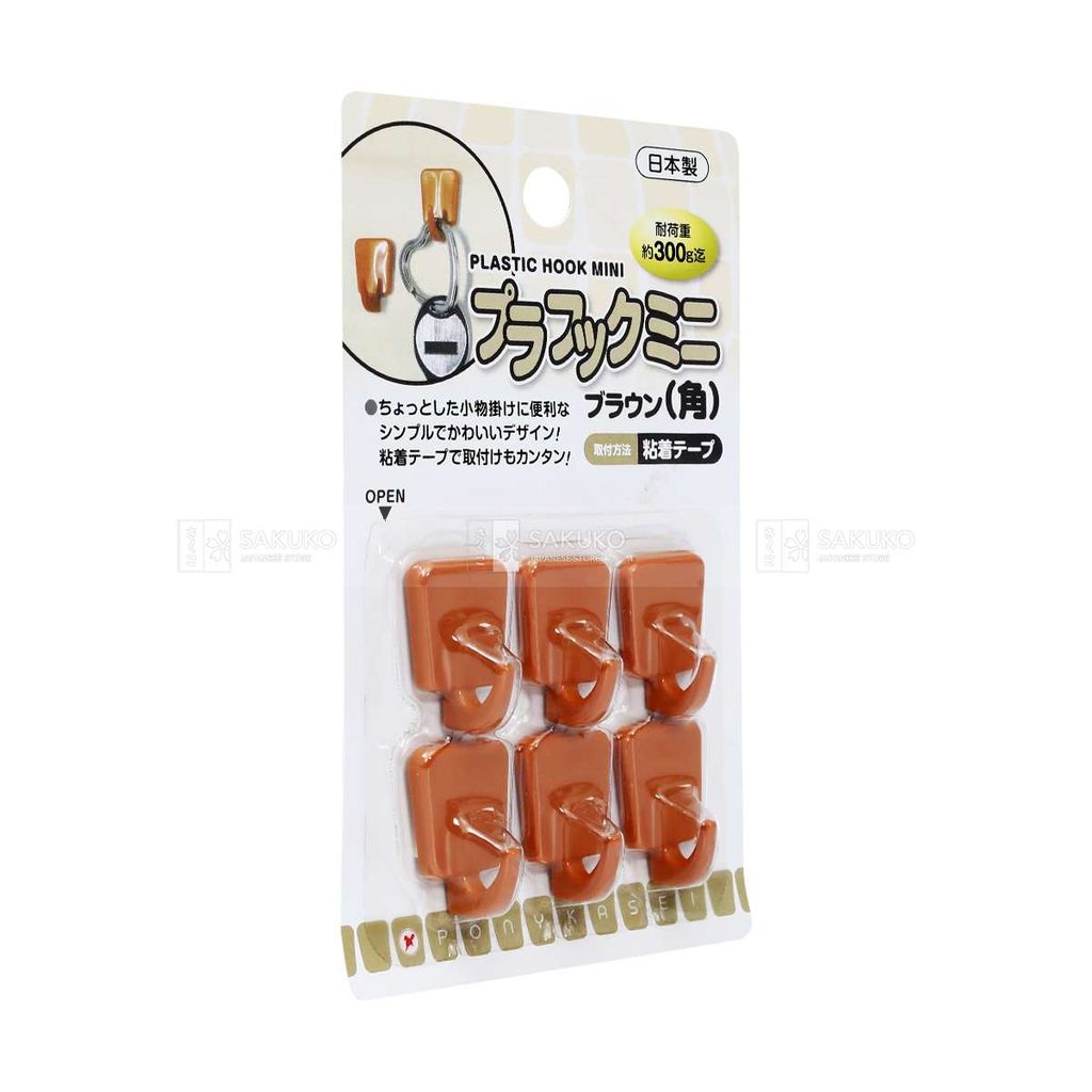PONYKASEI- Móc dán tường màu nâu 6 chiếc