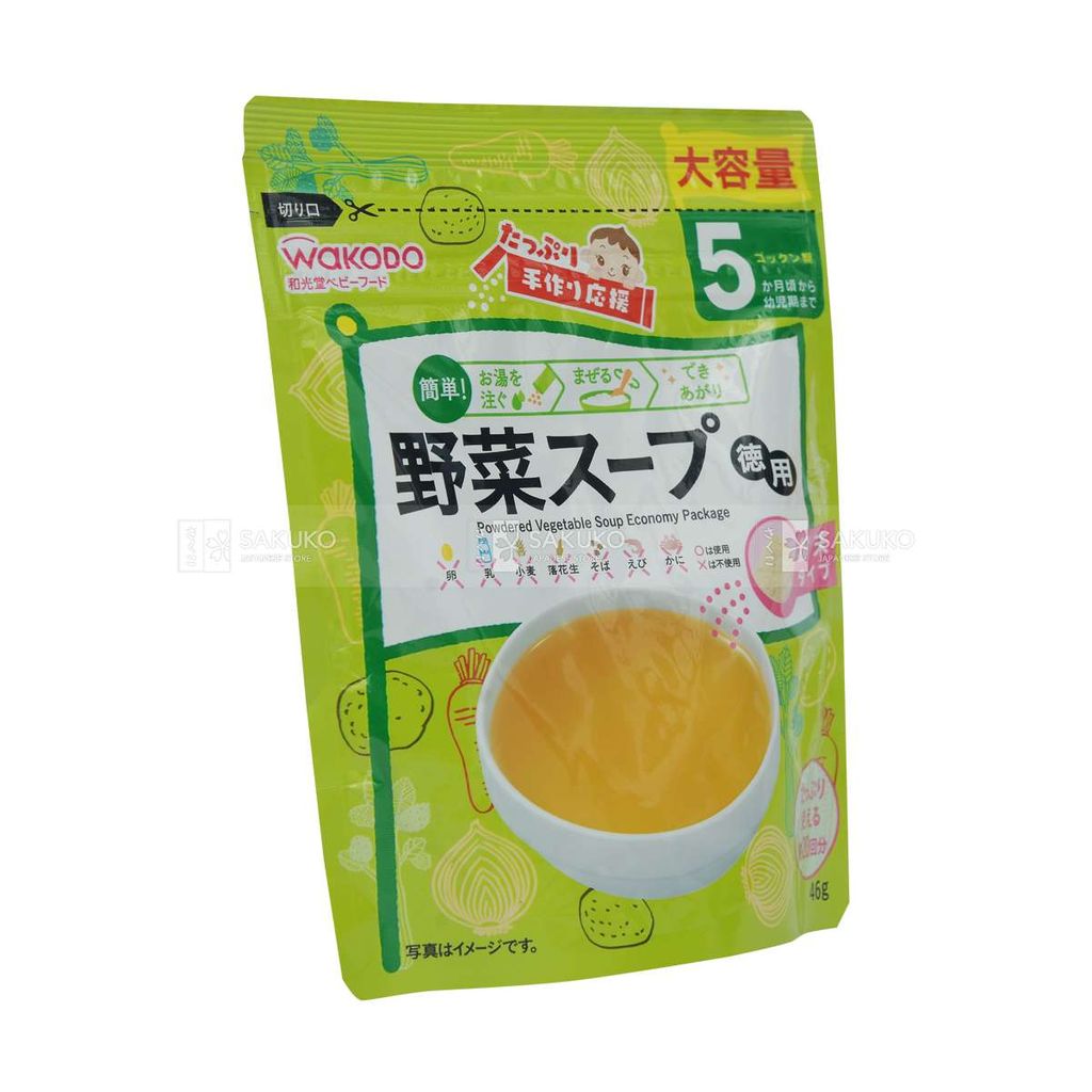 WAKODO- Bột chế biến nước dùng vị rau củ 5 tháng