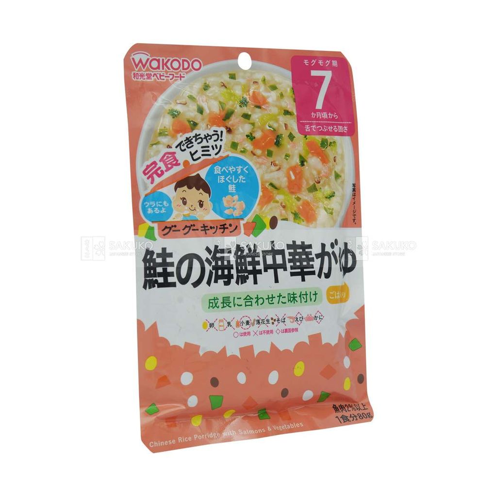 WAKODO- (IE308)Cháo ăn dặm vị cá hồi và rau xanh