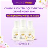  Combo 3 chai Sữa tắm gội toàn thân cho bé Pigina 50ml 