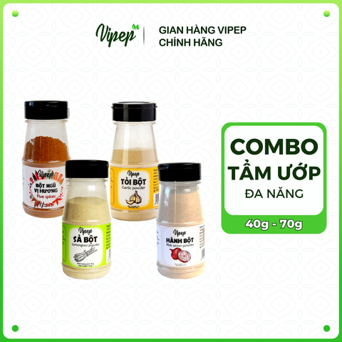 Combo tẩm ướp nấu ăn tỏi bột, sả bột, hành bột, ngủ vị hương thơm ngon tự nhiên - Gia vị Vipep