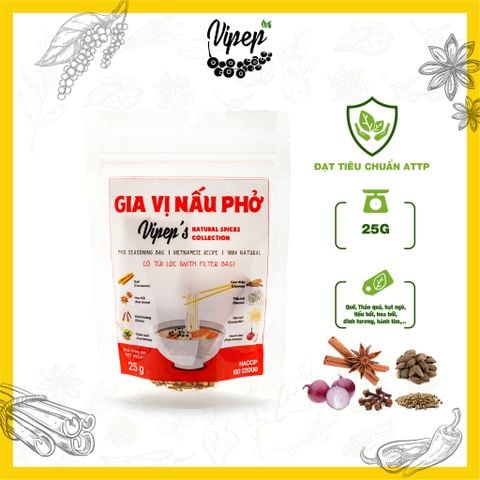 Set 5 Gói Gia Vị Nấu Phở Bò Tự Nhiên Vipep 25g