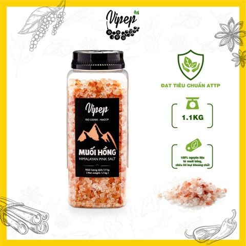 Muối Hồng Himalaya Nguyên Hạt Vipep Hũ Nhựa 1.1kg