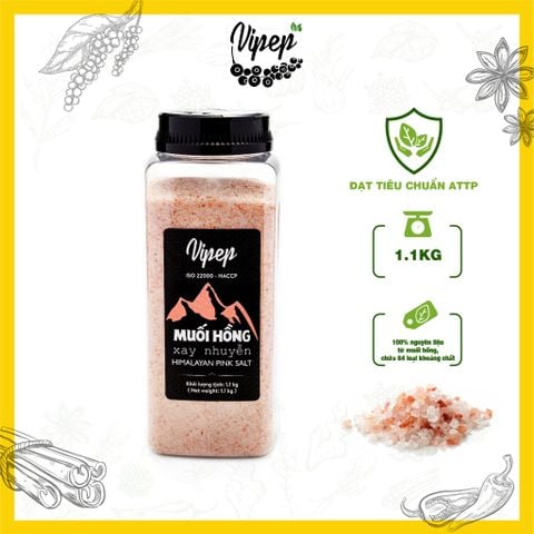 Muối Hồng Himalaya Xay Nhuyễn Vipep Hũ Nhựa 1.1kg