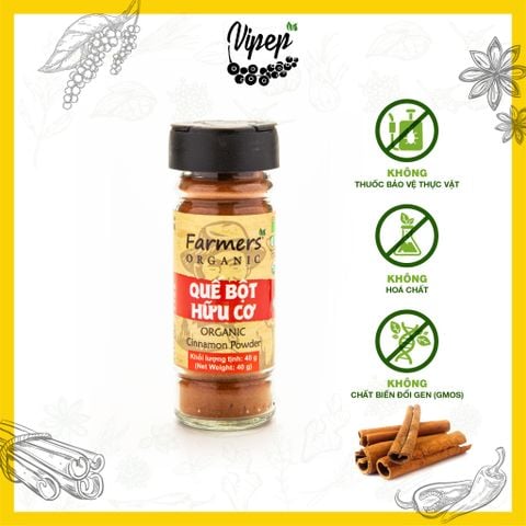 Quế Bột Farmers' Organic Vipep Hũ Thủy Tinh 40g