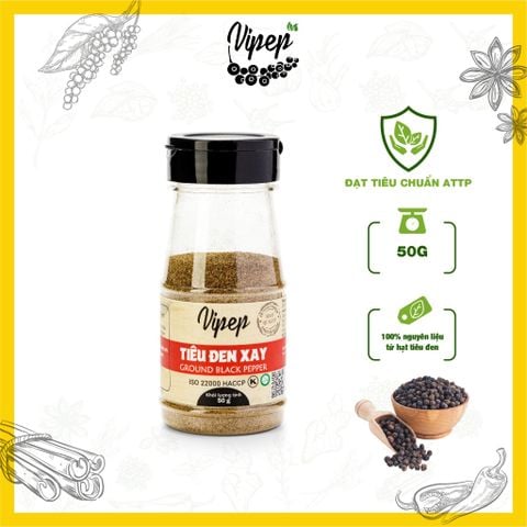 Tiêu Đen Xay Tự Nhiên Vipep Hũ Nhựa 50g