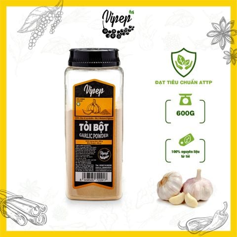Tỏi Bột Tự Nhiên Vipep Hũ Nhựa 600g