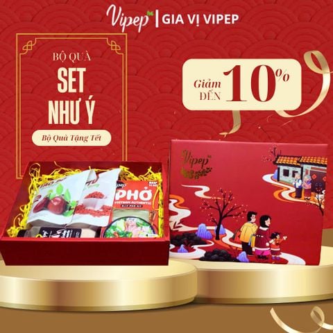 Set Quà Tết Như Ý - Hộp Quà Dinh Dưỡng Cao Cấp, Sang Trọng - Gia Vị Vipep