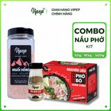 Combo nấu phở - Nguyên liệu nấu phở bò 185g, Tiêu đen xay 50g, muối hồng xay 500g - Gia vị Vipep