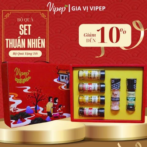 Set Quà Tết Thuần Nhiên - Hộp Quà Dinh Dưỡng Cao Cấp, Sang Trọng - Gia Vị Vipep