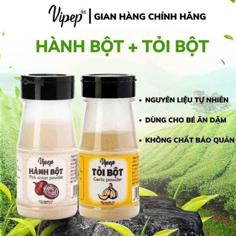 Gia vị Hành bột, Tỏi bột ăn dặm cho bé hương vị tự nhiên, dạng bột mịn tiện lợi - Gia vị Vipep