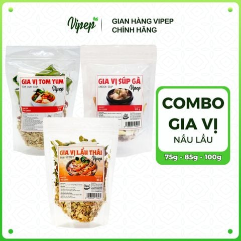 Combo gia vị nẩu lẩu - Gia vị nấu lẩu thái, súp gà, tomyum - Gia vị Vipep