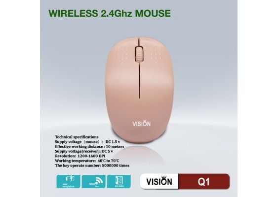 Chuột máy tính không dây VISION Q1 Hồng Mới