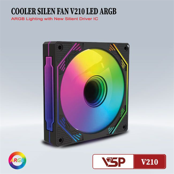 Fan QUẠT TẢN NHIỆT COOLER SILENT V210 LED ARGB Đen