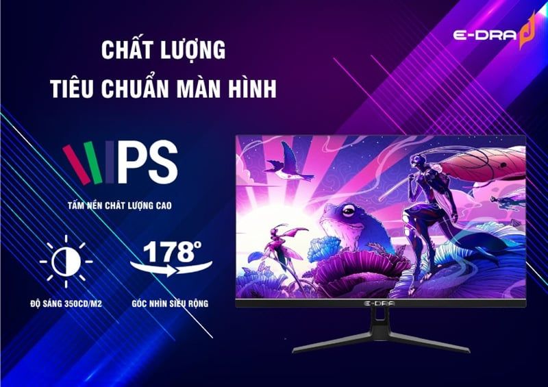 Màn hình LCD E-DRA Gaming 27inch EGM27F1 (27 inch/FHD/Fast IPS/165Hz/1ms/350nits/HDMI+DP/Phẳng) Mới