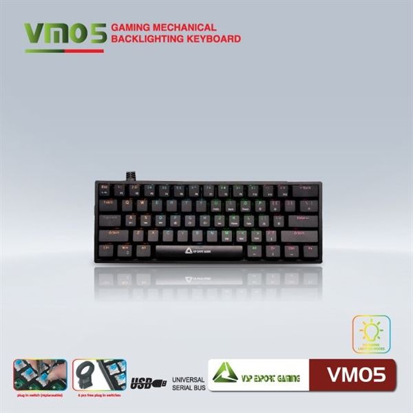 Bàn phím VSP eSport Gaming VM05 Đen Mini