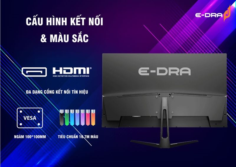 Màn hình LCD E-DRA Gaming 27inch EGM27F1 (27 inch/FHD/Fast IPS/165Hz/1ms/350nits/HDMI+DP/Phẳng) Mới