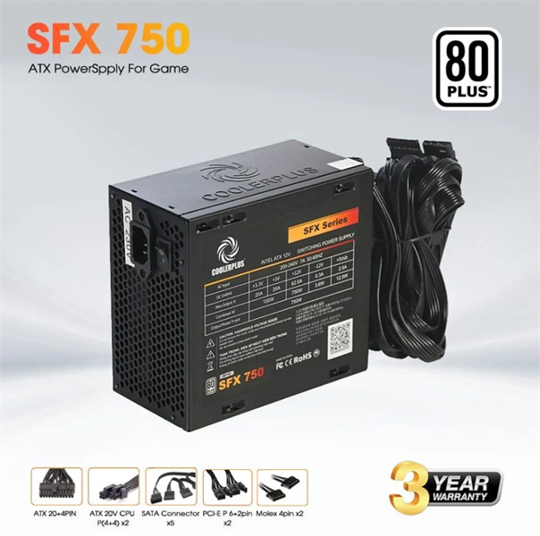 Nguồn PSU Coolerplus SFX750 750W 80Plus Mới