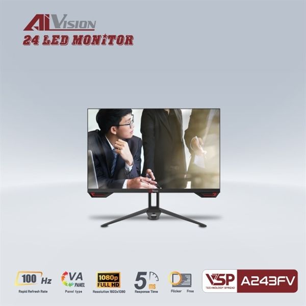 Màn hình máy tính LCD AIVISION A243FV | 23.8 inch, Full HD, VA, 100hz, 5ms, phẳng BH 01/2027 2ND