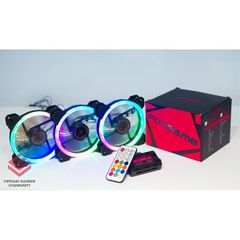 Bộ Kít 3 Fan Tản Nhiệt RGB Case FORGAME CAT EYE (3 Fan + Hub + Điều Khiển)