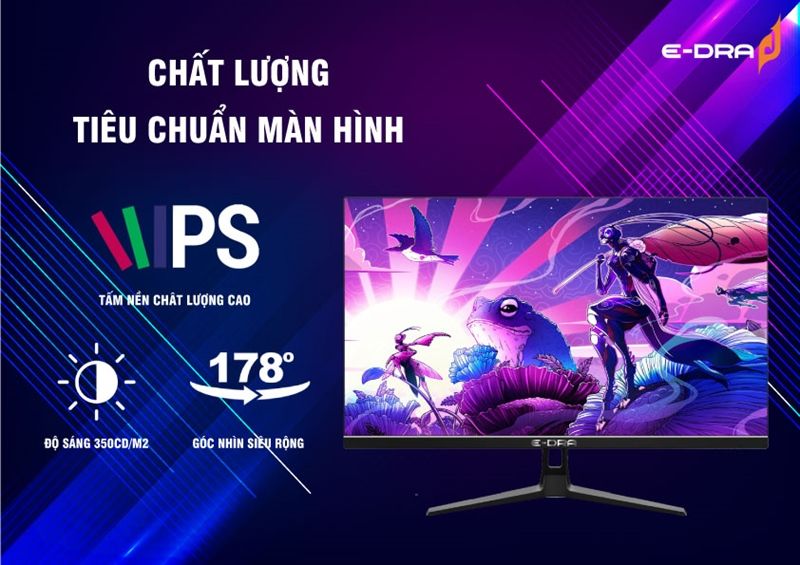 Màn hình LCD E-DRA Gaming 27inch EGM27F1 (27 inch/FHD/Fast IPS/165Hz/1ms/350nits/HDMI+DP/Phẳng) Mới