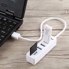 Đầu đọc thẻ TF / SD 2 trong 1 + 3 x Cổng USB 3.0 sang Bộ chuyển đổi HUB USB 3.0, Chiều dài cáp: 26cm (Trắng) Mới