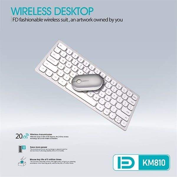 Bộ Phím Chuột Mini Không Dây FD KM810 - Trắng Mới