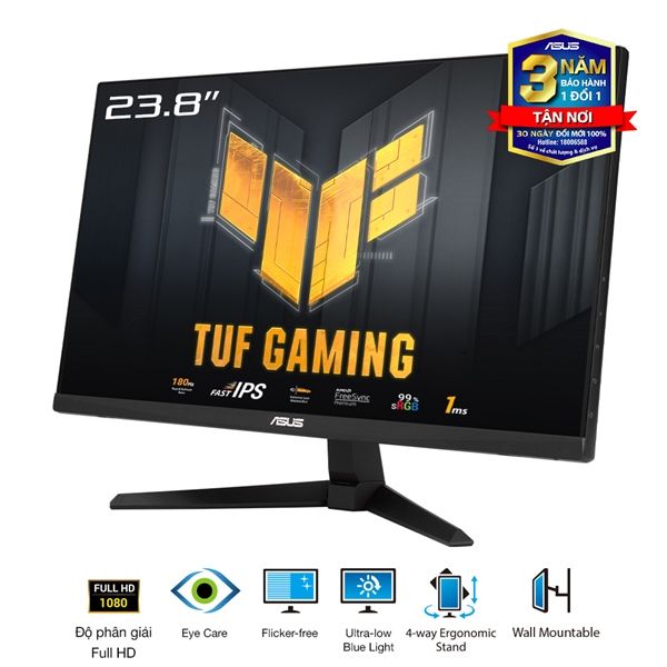 Màn Hình Máy Tính LCD ASUS TUF Gaming 24ich VG249Q3A (23.8 inch/FHD/Fast IPS/180Hz/1ms/Loa) Mới